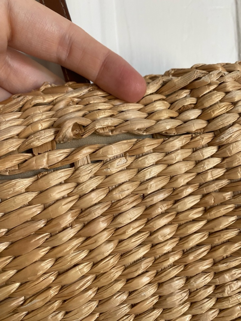 Vintage Woven Straw Tote with Rooster Panel - Brown, Tan, Blue, Green - Picture 5 of 10